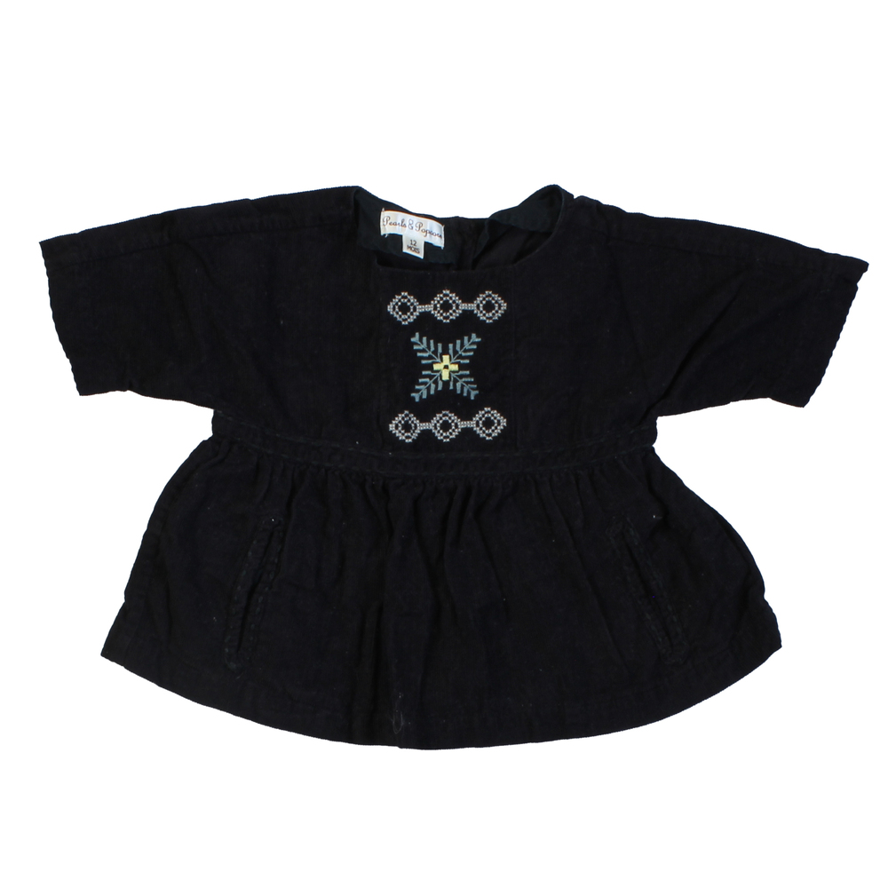 Pearls & Popcorn Girls Black Blouse size: 12 Months - Picture 1 of 1